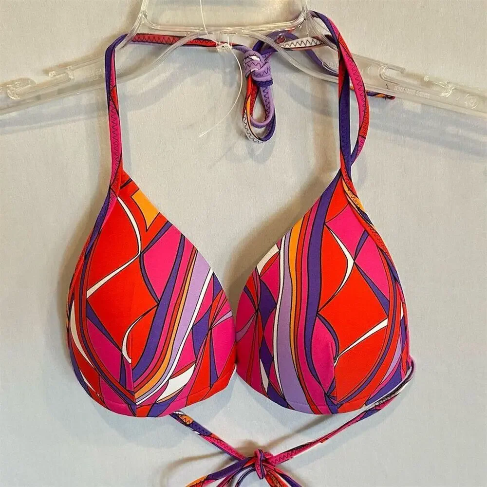 Calhoun Women's Multicolor Triangle Bikini Top‎ Size M Beach Swimwear